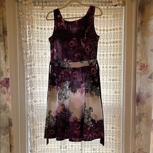 Floral Sleeveless Dress - Purple and Black